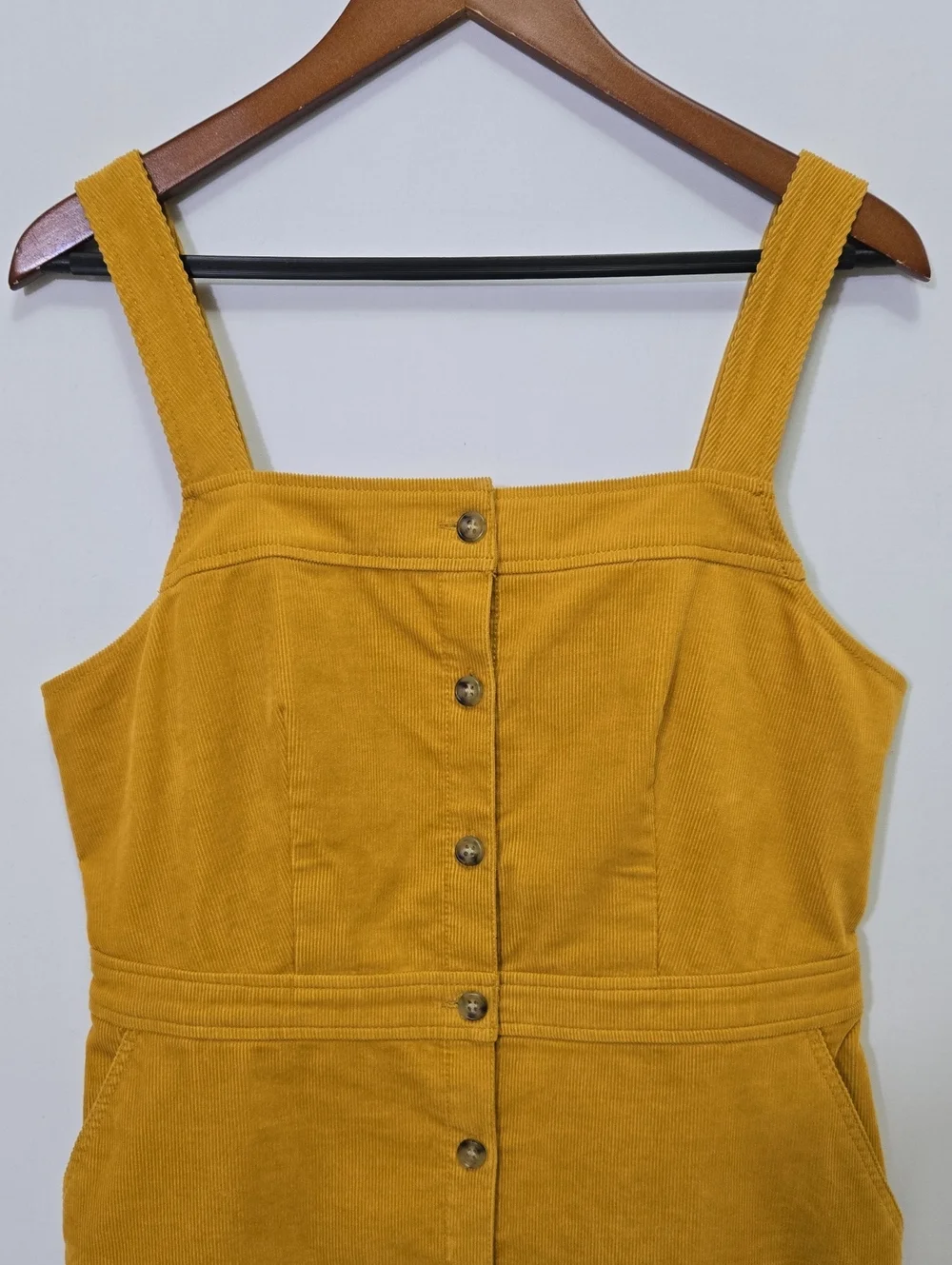 J Crew Mustard Corduroy Jumper Dress Size 8 Button Front Twee Schoolgirl Preppy